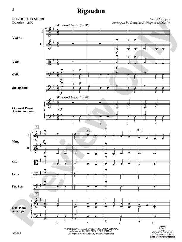 Rigaudon (Grade 1) – Belwin Very Beginning String Orchestra Conductor Score & Parts (Digital Download)