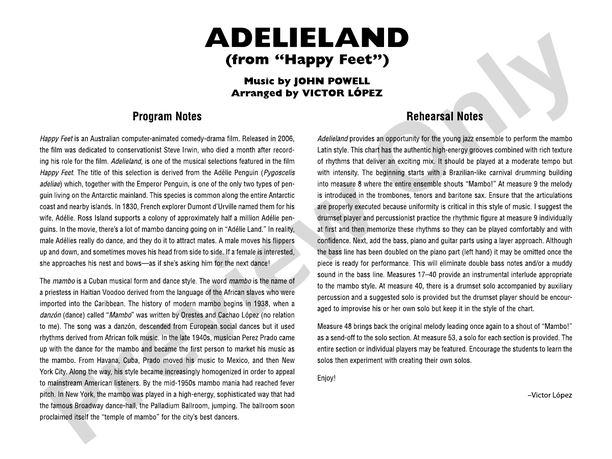 Adelieland (from Happy Feet) - Jazz Ensemble Conductor Score & Parts (Digital Download)