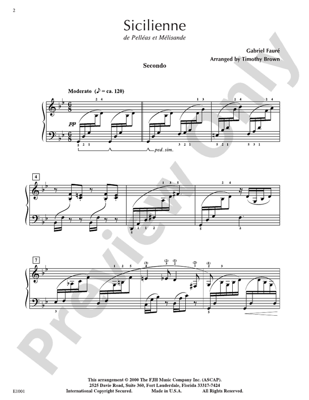 Faure - Sicilienne - Piano (Digital Download)