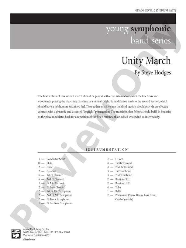 Unity March - Concert Band Conductor Score & Parts (Digital Download)