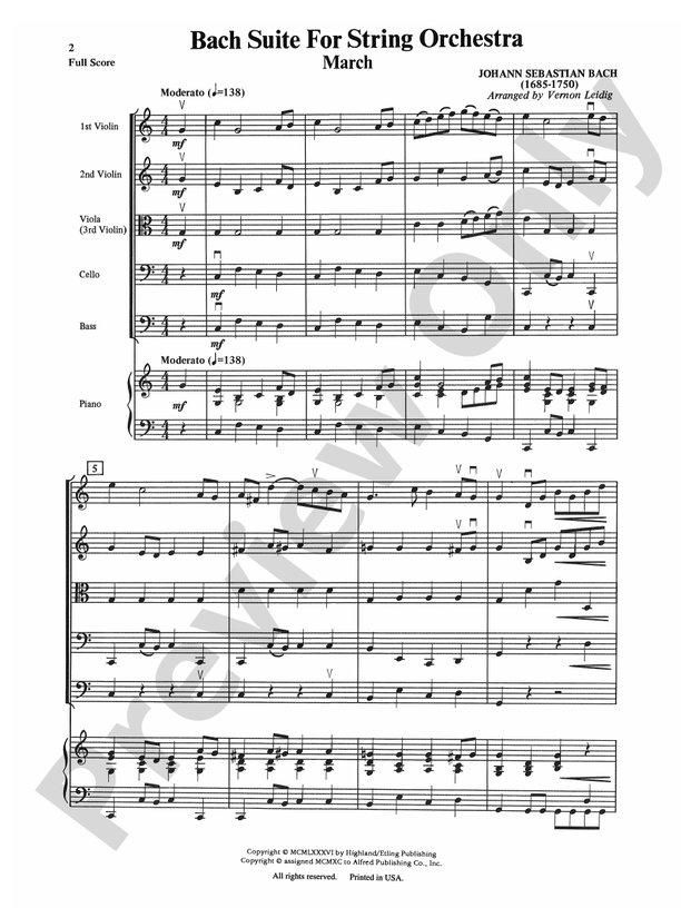 Bach Suite – String Orchestra Conductor Score & Parts (Digital Download)