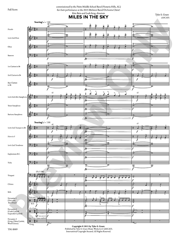 Miles in the Sky - Concert Band Conductor Score & Parts (Digital Download)