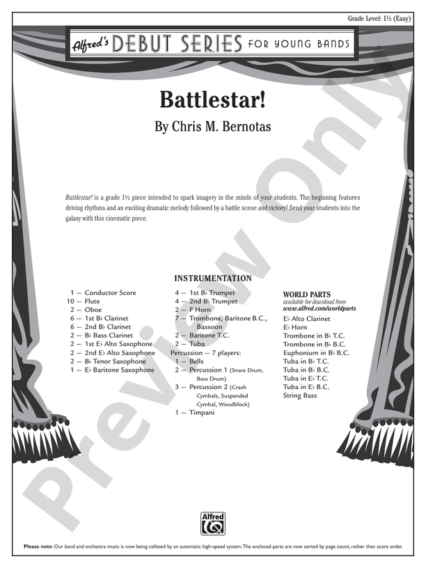 Battlestar! - Concert Band Conductor Score & Parts (Digital Download)