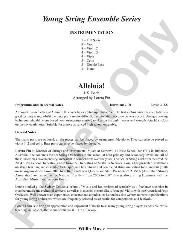 Alleluia! - Arr. Loreta Fin – String Orchestra Conductor Score & Parts (Digital Download)