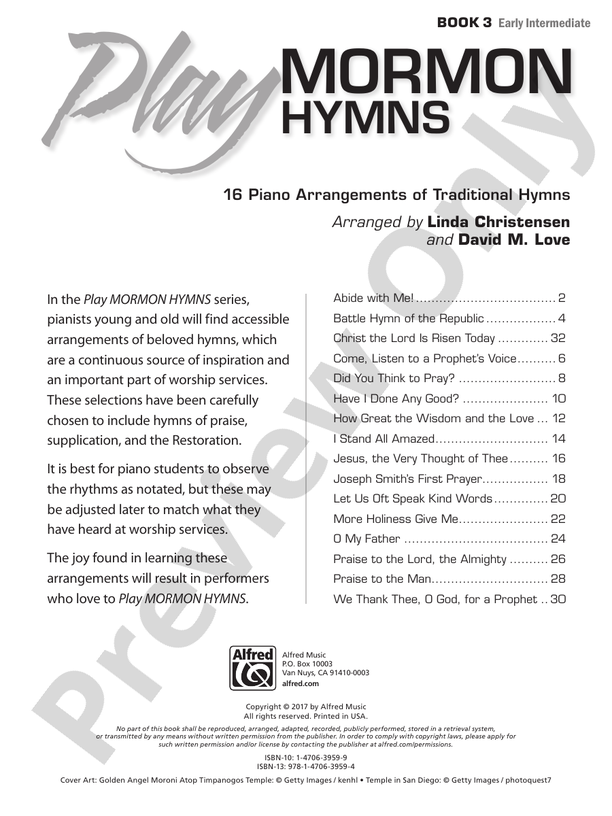 Play Mormon Hymns, Book 3: 16 Piano Arrangements of Traditional Hymns - Piano (Digital Download)