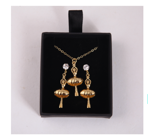 Silver Ballerina Jewellery Set Pendant and Earrings