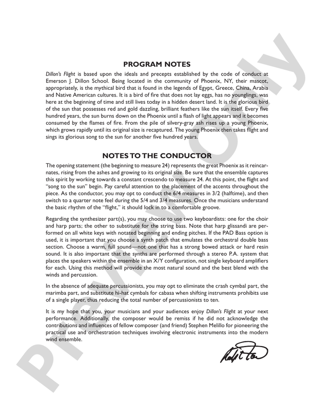 Dillon's Flight - Concert Band Conductor Score & Parts (Digital Download)