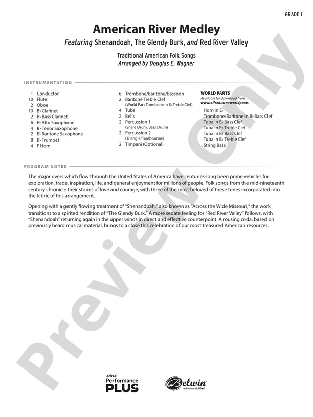American River Medley - Concert Band Conductor Score & Parts (Digital Download)
