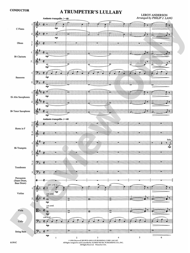 Trumpeter's Lullaby – Ful Orchestra Conductor Score & Parts (Digital Download)
