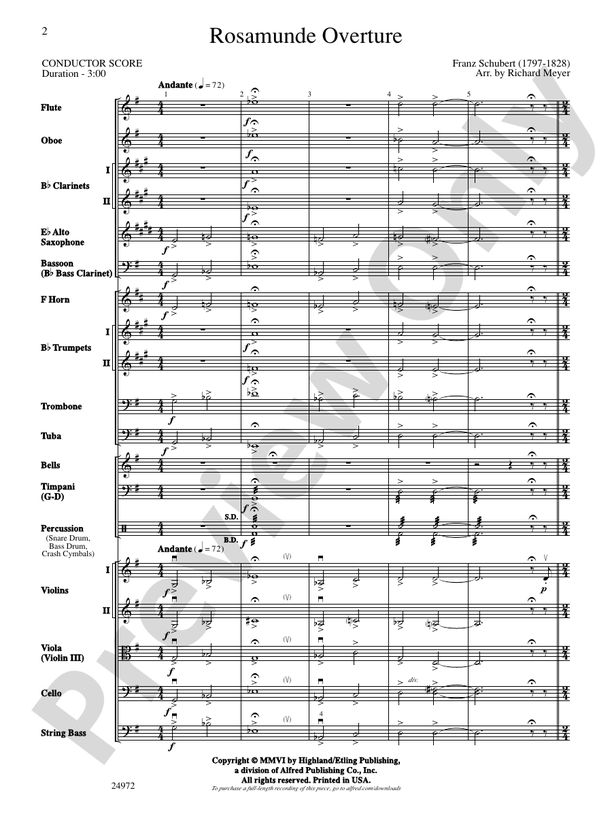 Rosamunde Overture – Full Orchestra Conductor Score & Parts (Digital Download)