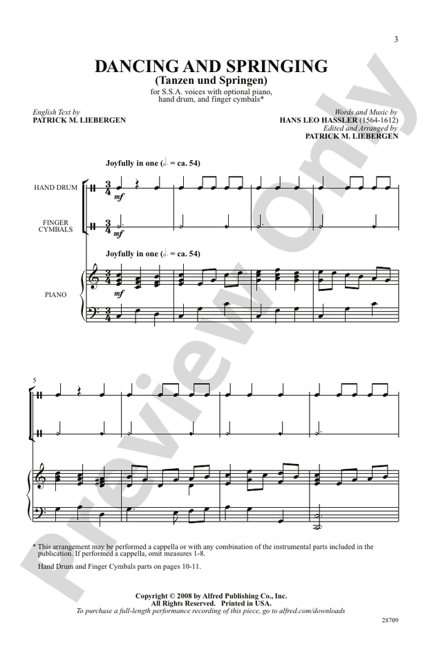 Dancing and Springing (Tanzen und Springen) – SSA Choral Octavo (Digital Download)