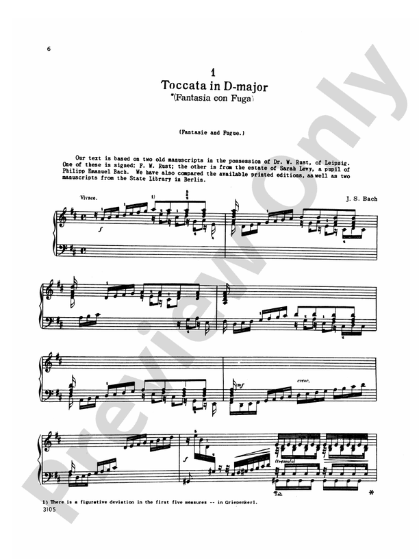 Bach - Seven Toccatas - Piano Solo (Digital Download)