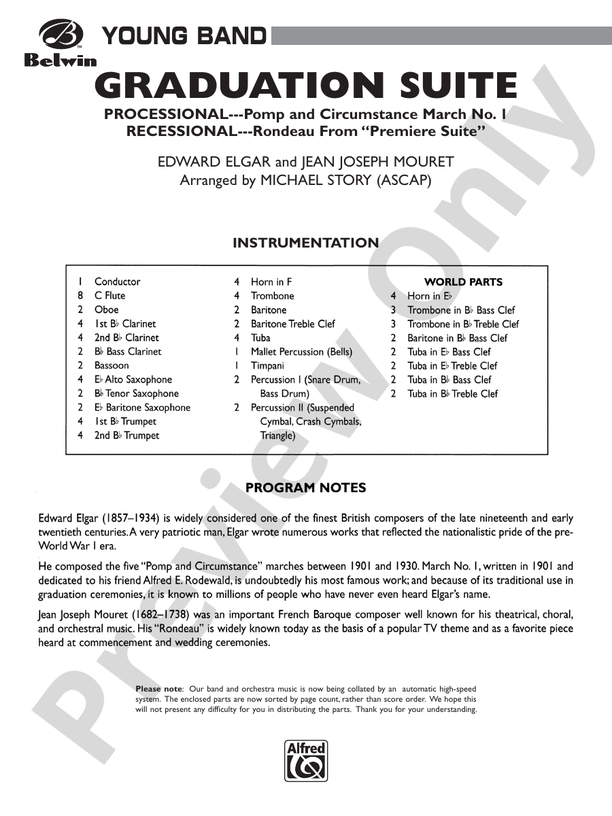 Graduation Suite (Processional: Pomp and Circumstance March No. 1 / Recessional: Rondeau from Premiere Suite) - Concert Band Conductor Score & Parts (Digital Download)