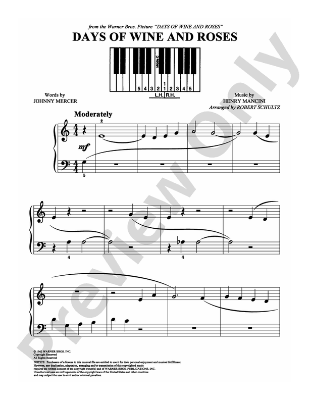 Days of Wine and Roses - Arr. Robert Schultz (DSM-PS-0003721) - Easy Piano (Digital Download)