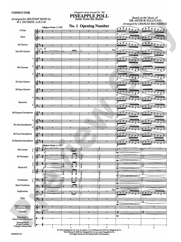 Pineapple Poll (Suite from the Ballet) - Concert Band Conductor Score & Parts (Digital Download)