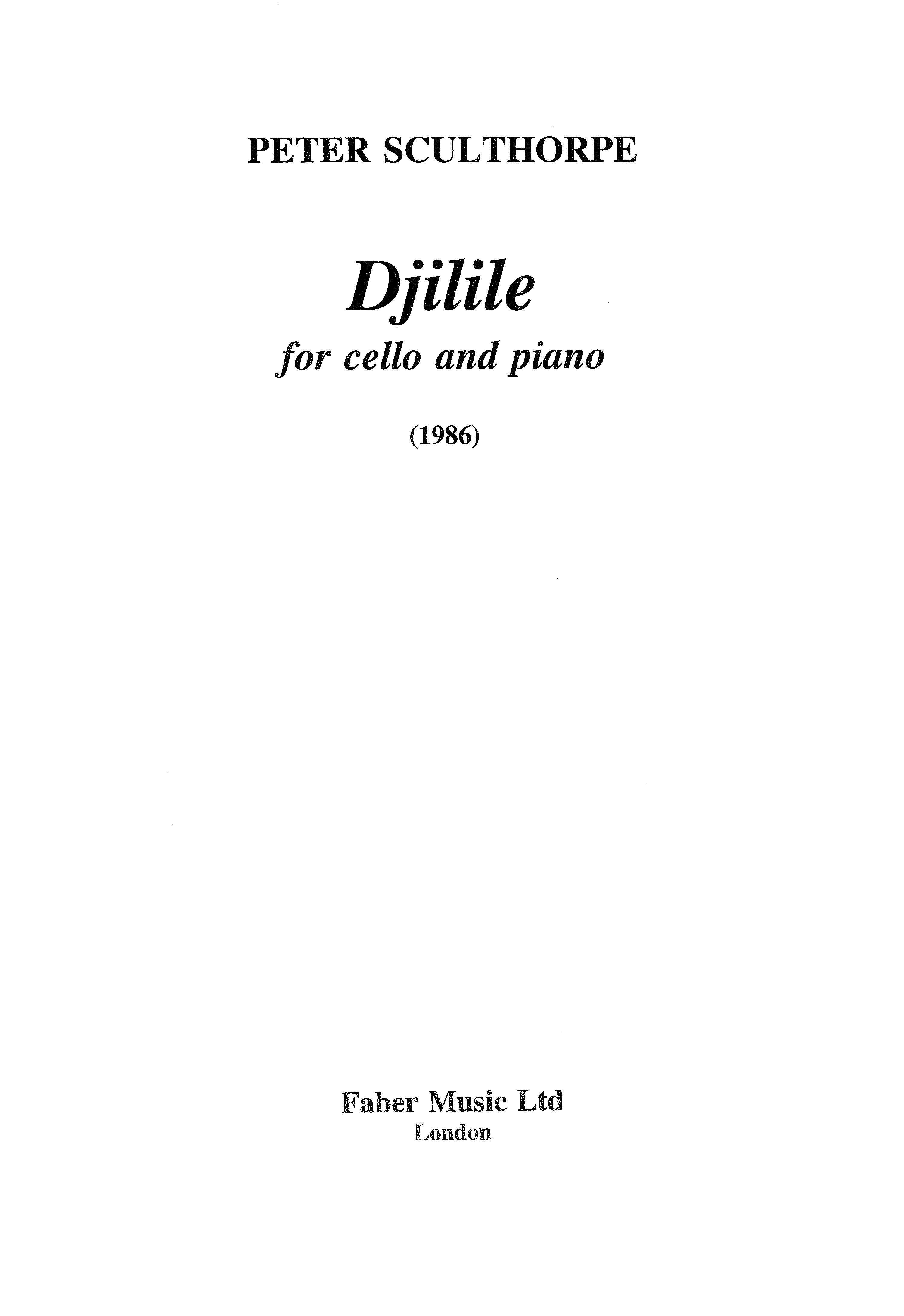 Djilile [Piano Score only for cello version] - Cello/Piano Accompaniment (Digital Download)
