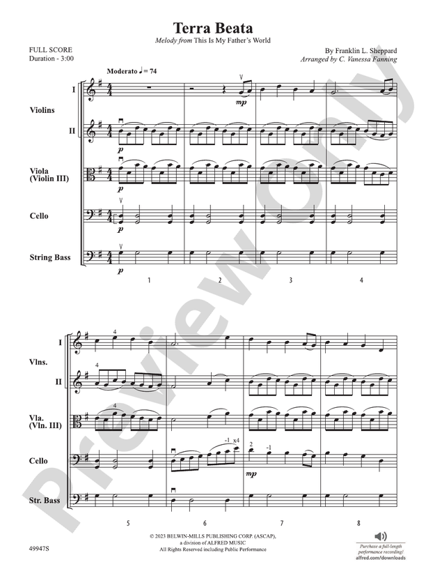 Terra Beata - String Orchestra Conductor Score & Parts (Digital Download)