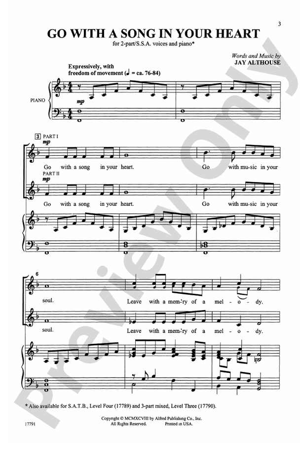 Go with a Song in Your Heart – 2-Part/SSA Choral Octavo (Digital Download)