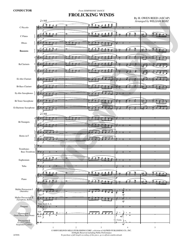 Frolicking Winds (from Symphonic Dance) - Concert Band Conductor Score & Parts (Digital Download)