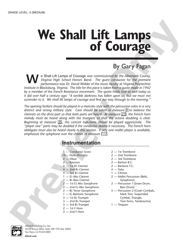We Shall Lift Lamps of Courage - Concert Band Conductor Score & Parts (Digital Download)