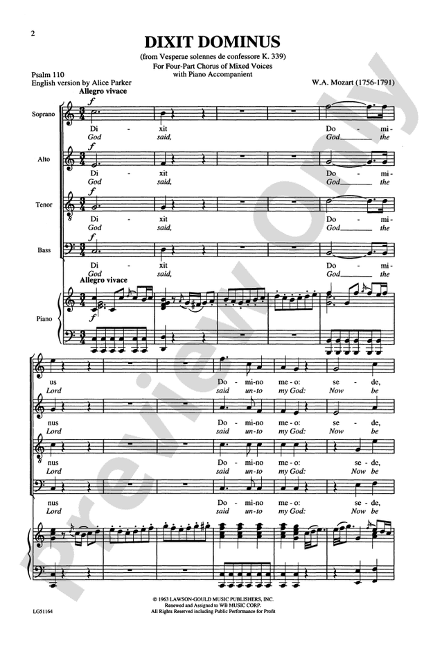 Dixit Dominus, K. 399 – SATB Choral Octavo (Digital Download)