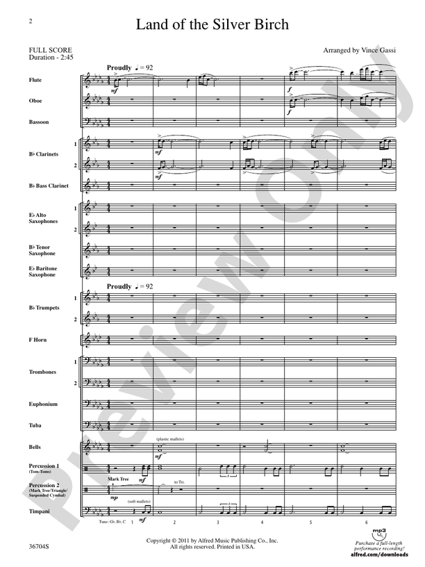 Land of the Silver Birch - Concert Band Conductor Score & Parts (Digital Download)