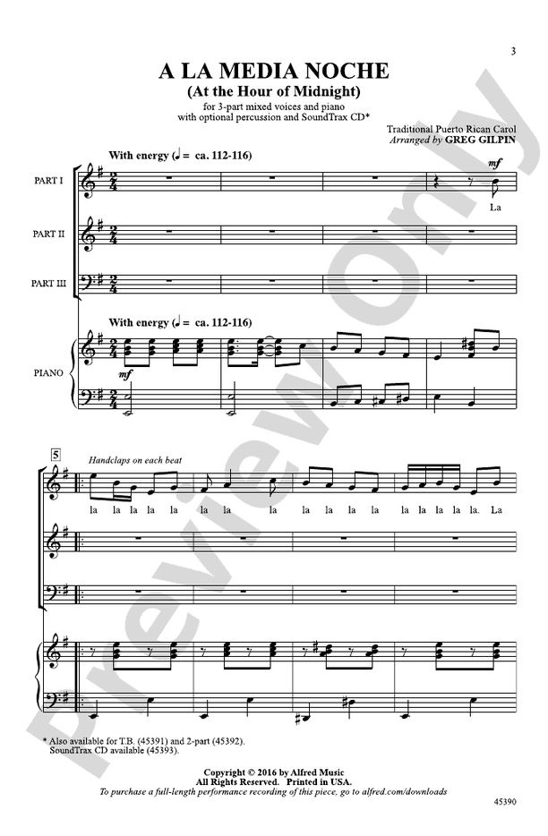A la Media Noche - 3-Part Mixed Choral Octavo (Digital Download)