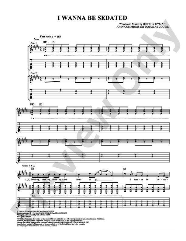 I Wanna Be Sedated - Guitar TAB (Digital Download)