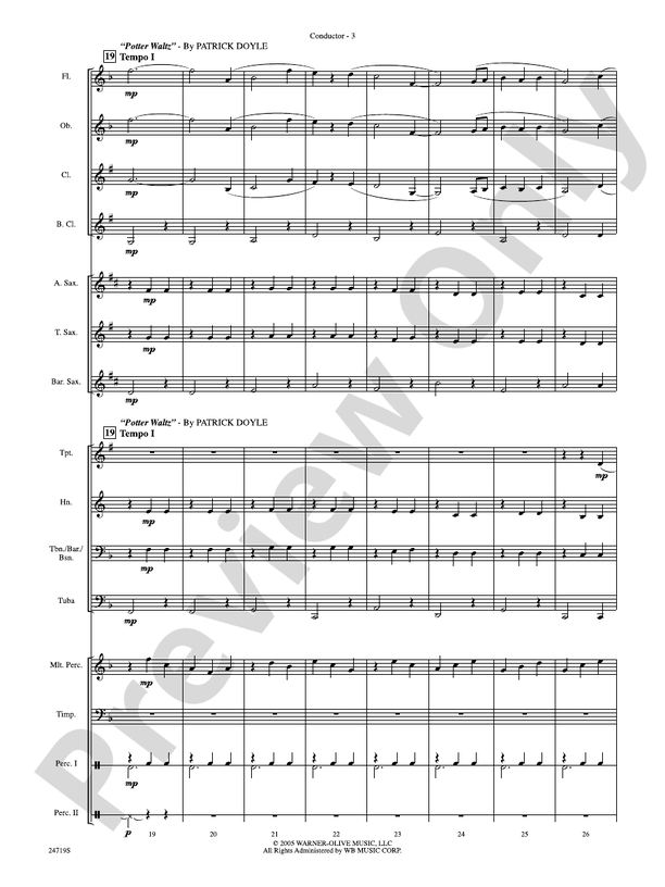 Harry Potter and the Goblet of Fire, Themes from - Concert Band Conductor Score & Parts (Digital Download)
