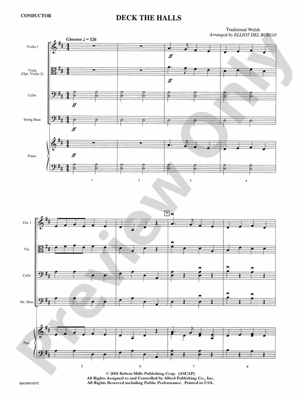 Deck the Halls – String Orchestra Conductor Score & Parts (Digital Download)