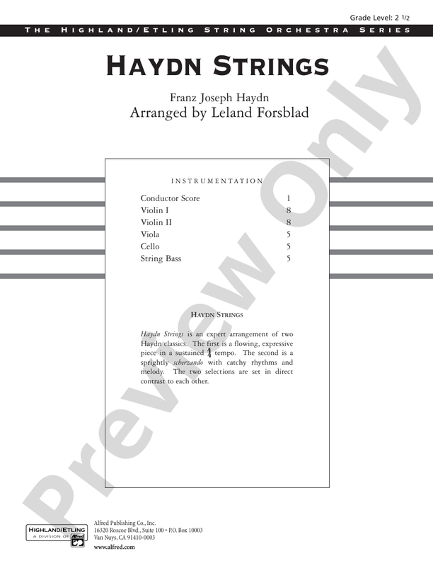 Haydn Strings – String Orchestra Conductor Score & Parts (Digital Download)