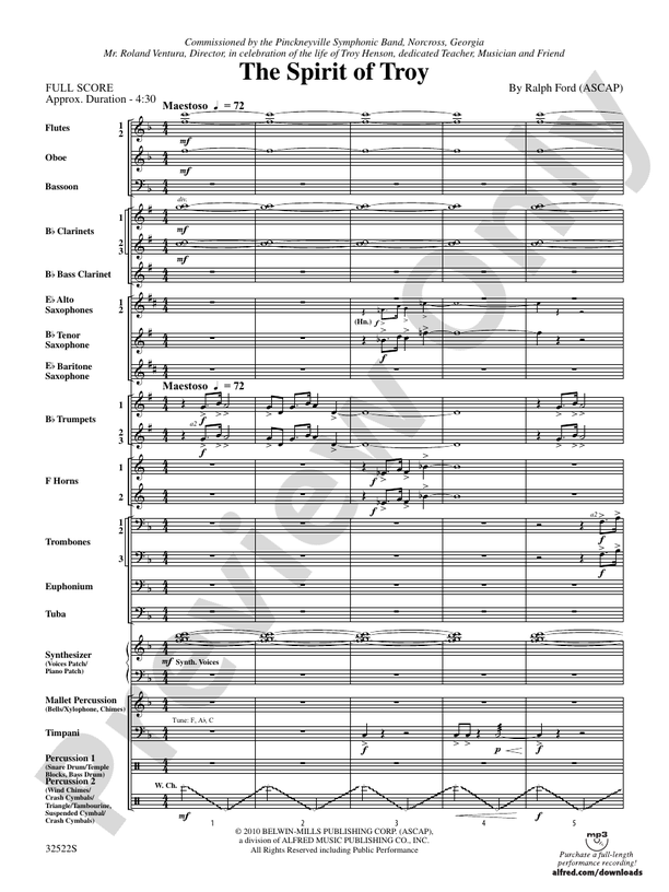The Spirit of Troy - Concert Band Conductor Score & Parts (Digital Download)