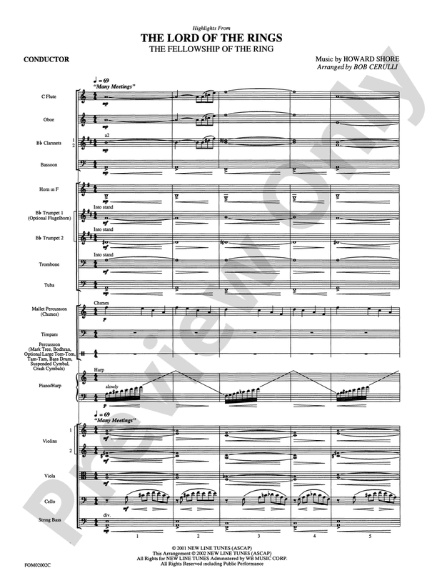 The Lord of the Rings: The Fellowship of the Ring – Full Orchestra Conductor Score & Parts (Digital Download)