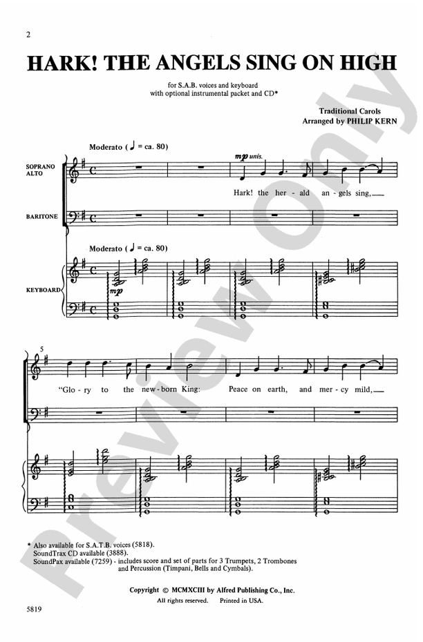 Hark! The Angels Sing on High – SAB Choral Octavo (Digital Download)