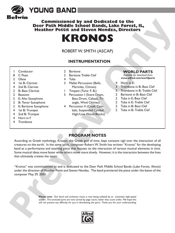 Kronos - Concert Band Conductor Score & Parts (Digital Download)