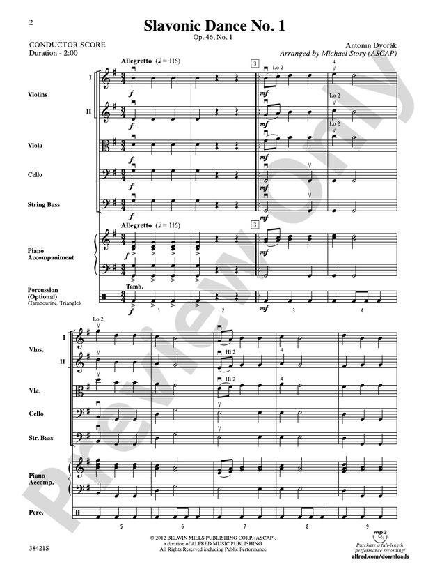 Slavonic Dance No. 1 – String Orchestra Conductor Score & Parts (Digital Download)