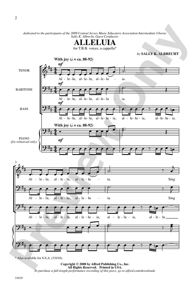 Alleluia - TBB, a cappella Choral Octavo (Digital Download)