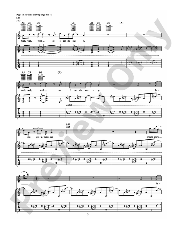In My Time Of Dying - Guitar TAB (Digital Download)