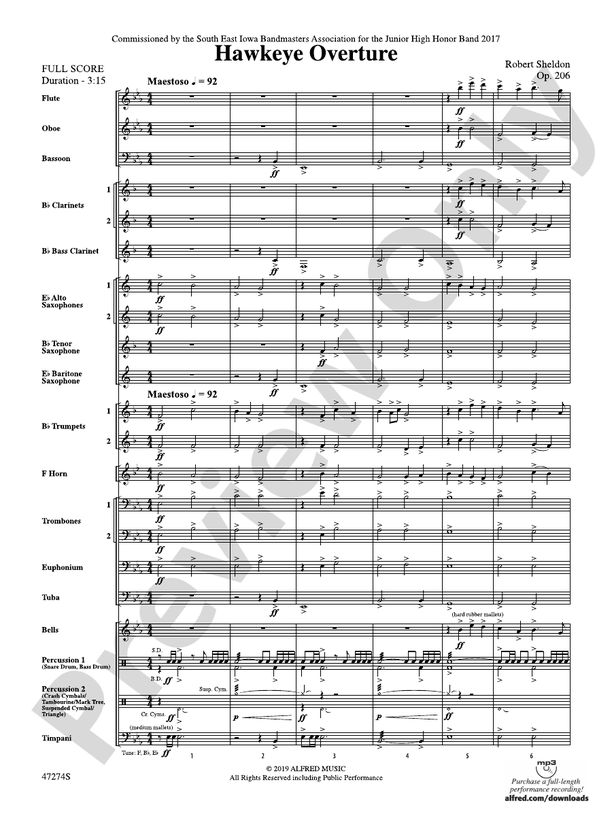 Hawkeye Overture - Concert Band Conductor Score & Parts (Digital Download)