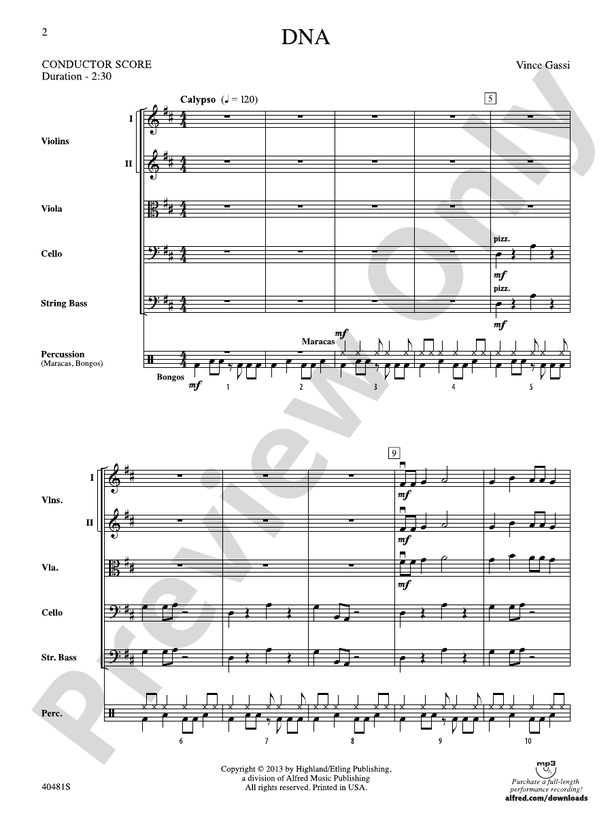 DNA – String Orchestra Conductor Score & Parts (Digital Download)