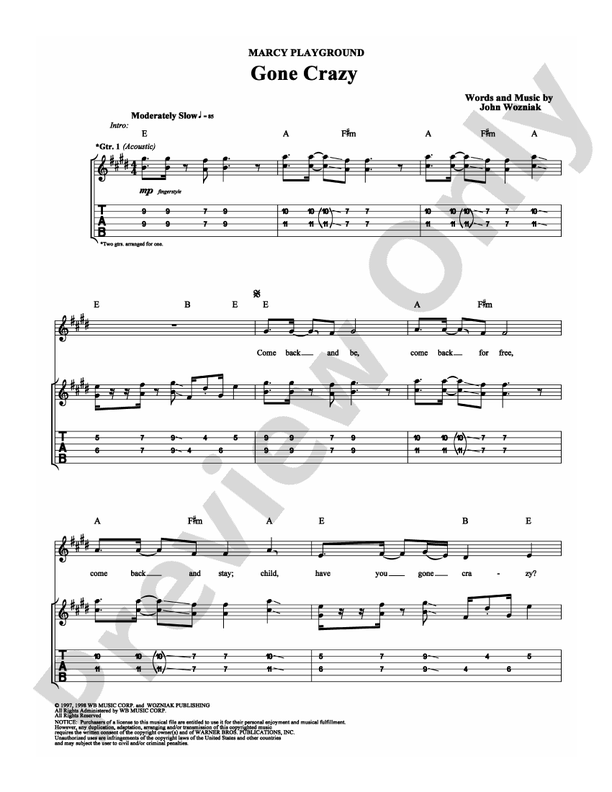 Gone Crazy - Marcy Playground - Guitar TAB (Digital Download)