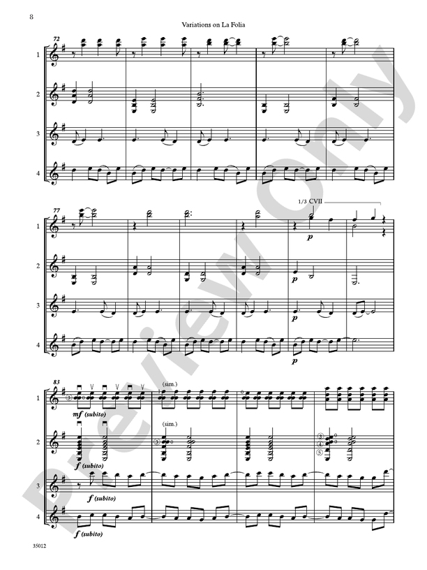 Quartets for Guitar: Three Intermediate Works - Guitar (Digital Download)