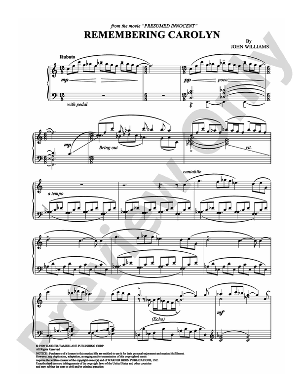 Remembering Carolyn - Piano (Digital Download)