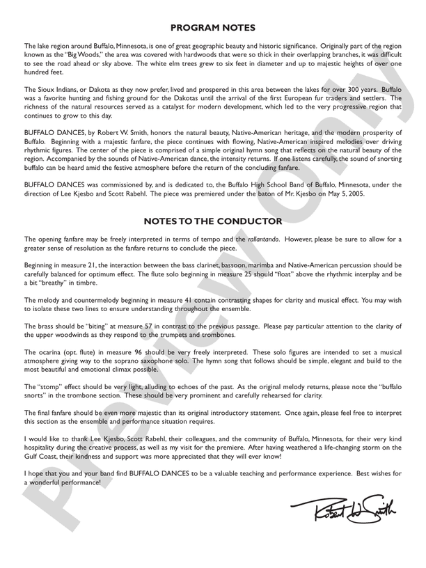 Buffalo Dances - Concert Band Conductor Score & Parts (Digital Download)