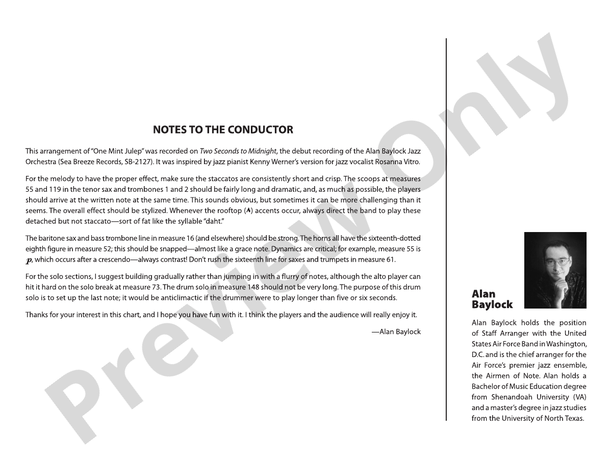 One Mint Julep (Grade 4.5) - Jazz Ensemble Conductor Score & Parts (Digital Download)