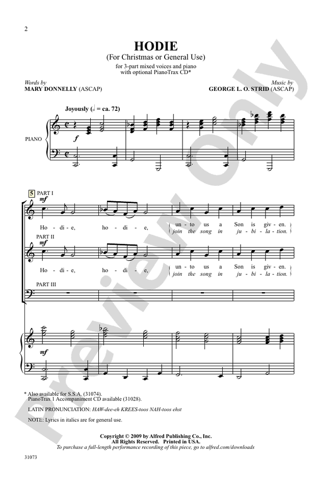 Hodie – 3-Part Mixed Choral Octavo (Digital Download)
