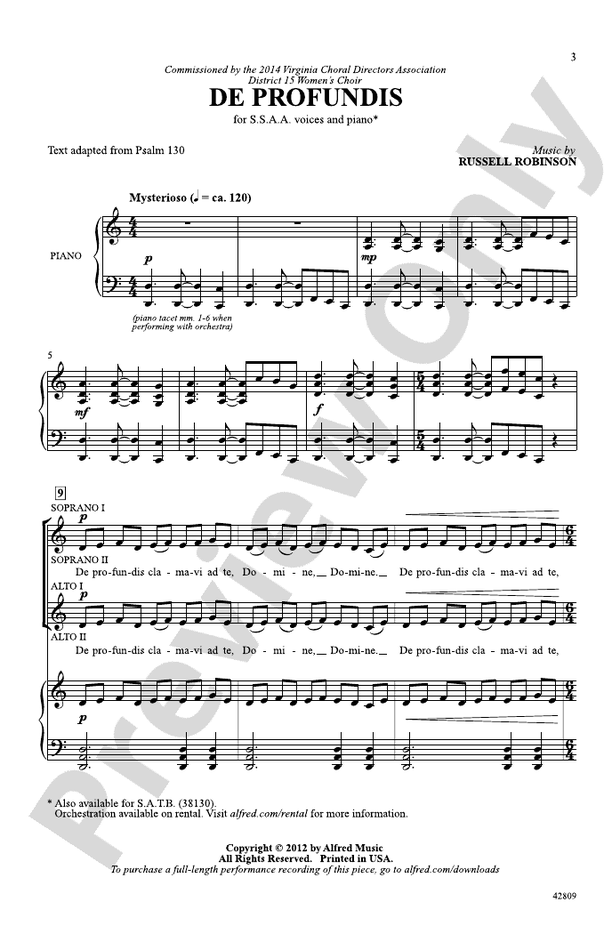 De Profundis – SSAA Choral Octavo (Digital Download)