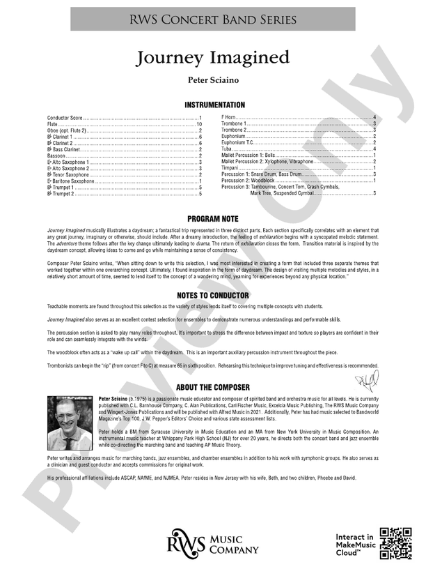 Journey Imagined - Concert Band Conductor Score & Parts (Digital Download)