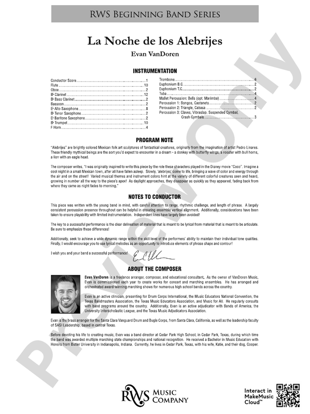 La Noche de los Alebrijes - Concert Band Conductor Score & Parts(Digital Download)
