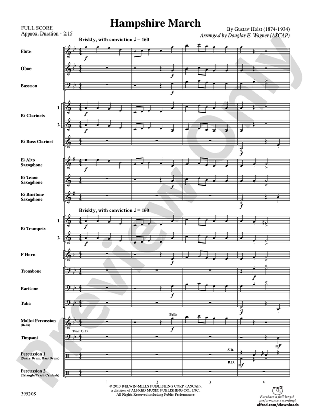 Hampshire March - Concert Band Conductor Score & Parts (Digital Download)
